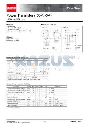 2SB1184 datasheet - Power Transistor (-60V, -3A)