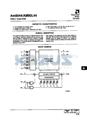 AM9044BDC datasheet - 4096x1 Static RAM