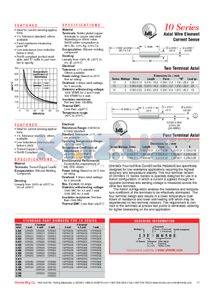 12FR010 datasheet - Axial Wire Element Current Sense