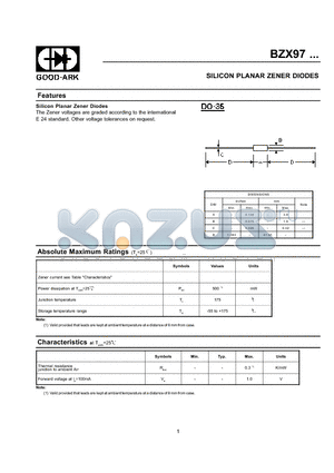 BZX97C20 datasheet - SILICON PLANAR ZENER DIODES