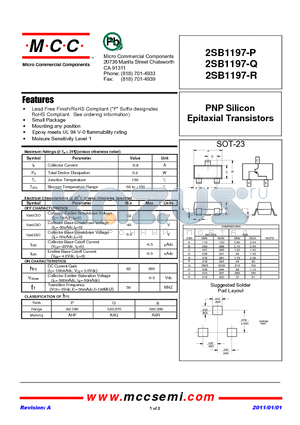 2SB1197-P_11 datasheet - PNP Silicon Epitaxial Transistors