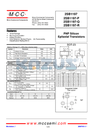 2SB1197-R datasheet - PNP Silicon Epitaxial Transistors