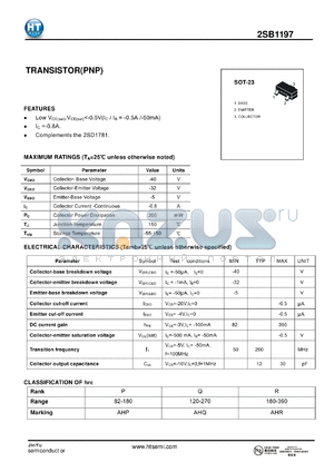 2SB1197 datasheet - TRANSISTOR(PNP)