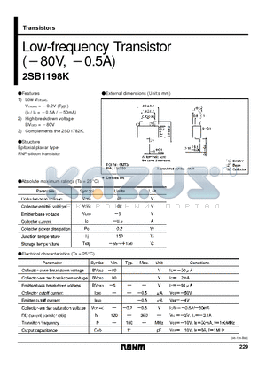 2SB1198 datasheet - Low-frequency Transistor(-80V, -0.5A)