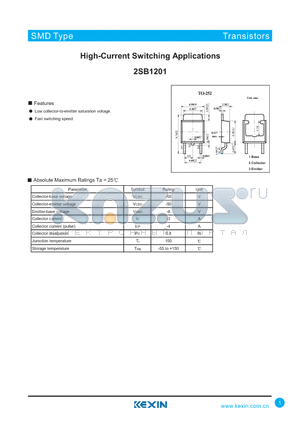 2SB1201 datasheet - High-Current Switching Applications