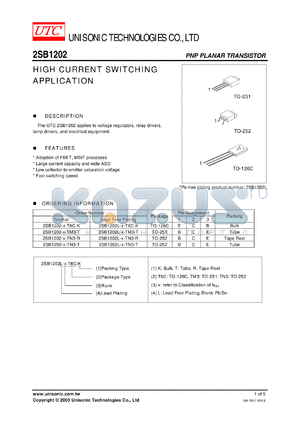 2SB1202-R-T6C-T datasheet - HIGH CURRENT SWITCHING APPLICATION