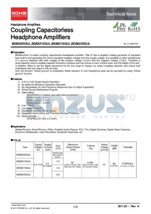 BD88220GUL datasheet - Coupling Capacitorless Headphone Amplifiers