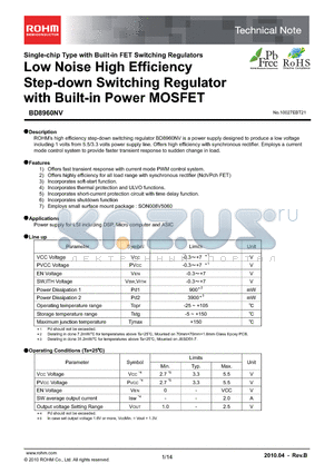 BD8960NV_10 datasheet - Low Noise High Efficiency Step-down Switching Regulator with Built-in Power MOSFET