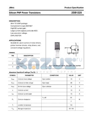 2SB1225 datasheet - Silicon PNP Power Transistors