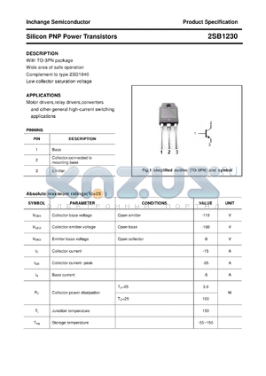 2SB1230 datasheet - Silicon PNP Power Transistors