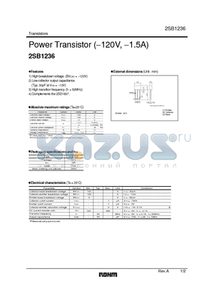2SB1236 datasheet - Power Transistor (-120V , -1.5A)