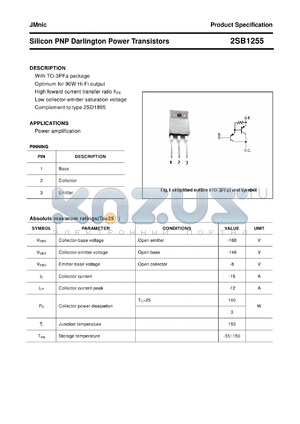 2SB1255 datasheet - Silicon PNP Darlington Power Transistors