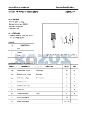 2SB1257 datasheet - Silicon PNP Power Transistors