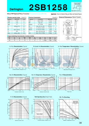 2SB1258 datasheet - Silicon PNP Epitaxial Planar Transistor(Driver for Solenoid, Relay and Motor and General Purpose)