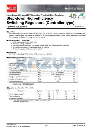 BD9040FV_09 datasheet - Step-down,High-efficiency Switching Regulators (Controller type)