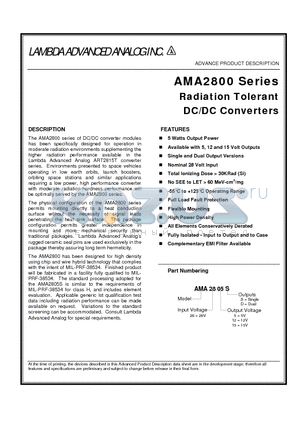 AMA2805D datasheet - Radiation Tolerant DC/DC Converters