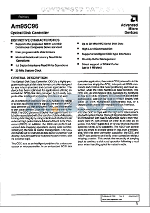 AM95C96-4JC datasheet - Optical Disk Controller