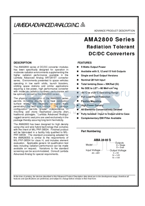 AMA2805S datasheet - Radiation Tolerant DC/DC Converters