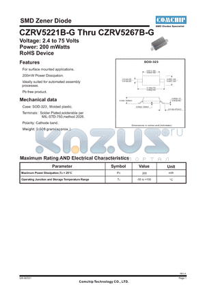 CZRV5250B-G datasheet - SMD Zener Diode
