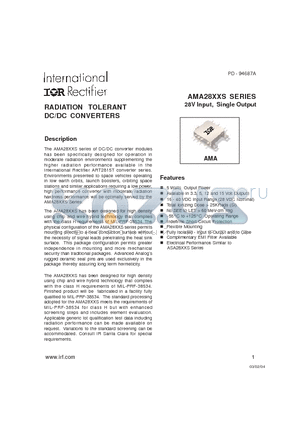 AMA2812S datasheet - RADIATION TOLERANT DC/DC CONVERTERS