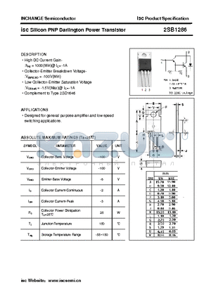 2SB1286 datasheet - isc Silicon PNP Darlington Power Transistor