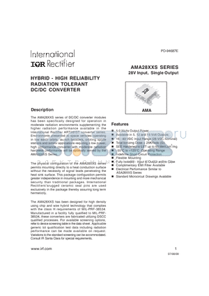 AMA2805S/CH datasheet - HYBRID - HIGH RELIABILITYRADIATION TOLERANTDC/DC CONVERTER