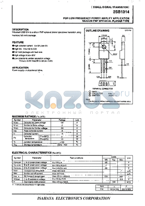 2SB1314 datasheet - SMALL-SIGNAL TRANSISTOR FOR LOW FREQUENCY POWER AMPLIFY APPLICATION