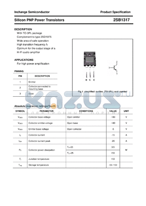 2SB1317 datasheet - Silicon PNP Power Transistors