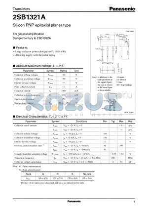 2SB1321A datasheet - Silicon PNP epitaxial planer type