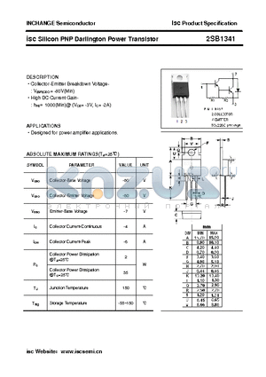 2SB1341 datasheet - isc Silicon PNP Darlington Power Transistor