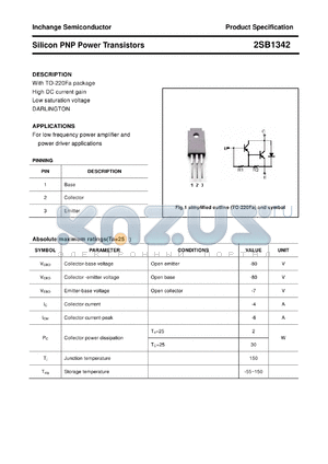 2SB1342 datasheet - Silicon PNP Power Transistors