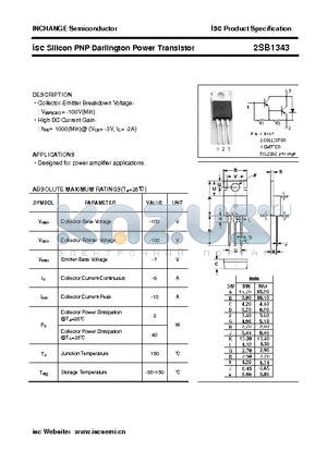 2SB1343 datasheet - isc Silicon PNP Darlington Power Transistor