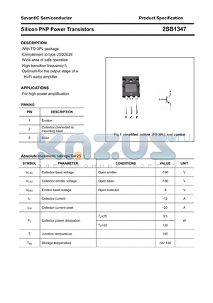 2SB1347 datasheet - Silicon PNP Power Transistors