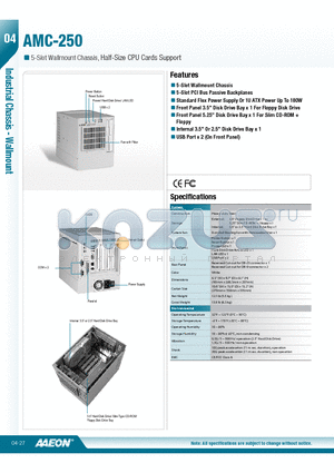 AMC-250 datasheet - 5-Slot Wallmount Chassis