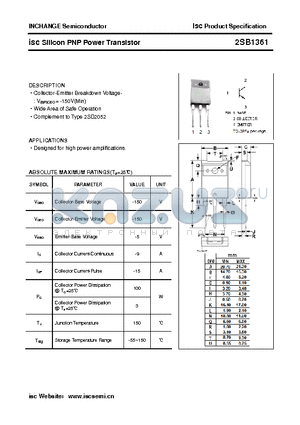 2SB1361 datasheet - isc Silicon PNP Power Transistor