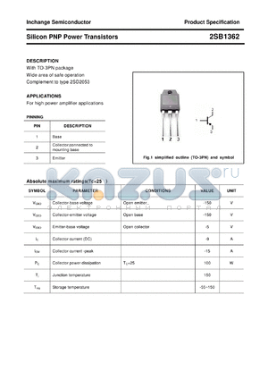 2SB1362 datasheet - Silicon PNP Power Transistors