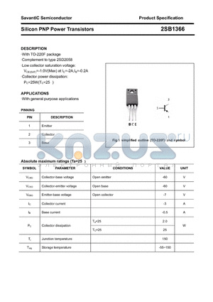 2SB1366 datasheet - Silicon PNP Power Transistors