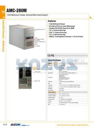 AMC-280M datasheet - 7-Slot Wallmount Chassis, Industrial Main Board Support