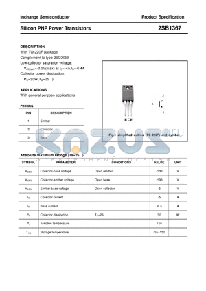 2SB1367 datasheet - Silicon PNP Power Transistors