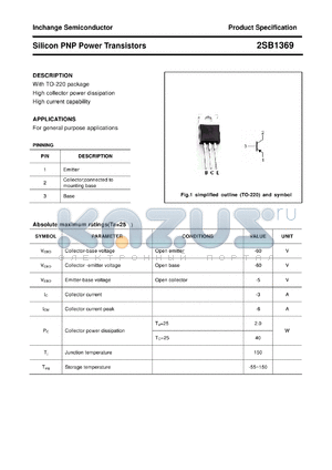 2SB1369 datasheet - Silicon PNP Power Transistors