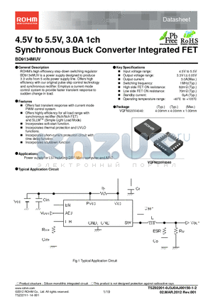BD9134MUV_12 datasheet - 4.5V to 5.5V, 3.0A 1ch Synchronous Buck Converter Integrated FET