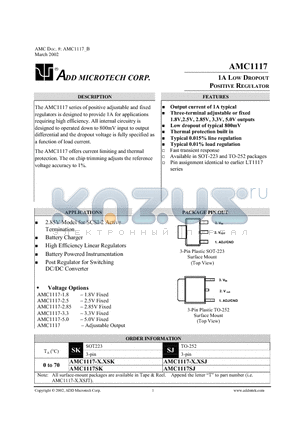 AMC1117SJ datasheet - 1A Low Dropout Positive Regulator