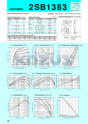 2SB1383 datasheet - Silicon PNP Epitaxial Planar Transistor(Chopper Regulator, DC Motor Driver and General Purpose)