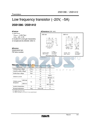 2SB1386 datasheet - Low frequency transistor (−20V, −5A)