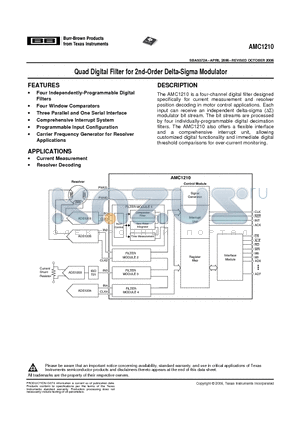 AMC1210IRHARG4 datasheet - Quad Digital Filter for 2nd-Order Delta-Sigma Modulator