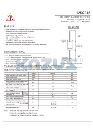 12SQ045 datasheet - SCHOTTKY BARRIER RECTIFLER