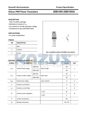 2SB1393 datasheet - Silicon PNP Power Transistors