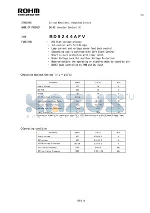BD9244AFV datasheet - Silicon Monolithic Integrated Circuit
