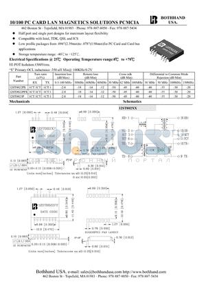 12ST0022P datasheet - 10/100 PC CARD LAN MAGNETICS SOLUTIONS PCMCIA