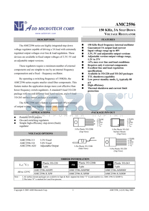 AMC2596-5.0 datasheet - 150 KHz, 3A STEP DOWN VOLTAGE REGULATOR